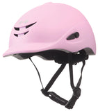 Image of pink Zilco Oscar junior helmet for horse riding and pony club. Recommended by Saddleworld Dural, also available in white.