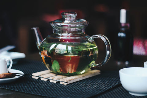 loose leaf tea steeping in a teapot