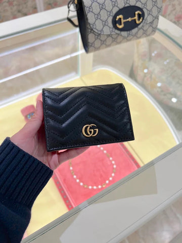 Gucci GG Marmont Card Case Wallet (Black)