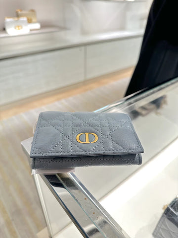 Dior Caro XS Leather Wallet Cloud Blue