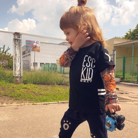 Kids Tattoo Long Sleeves Shirts Monogrammed Cool Girls Boys Tattoo