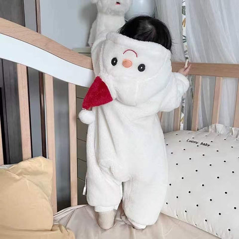 Baby Snowman Flannel Romper Infant Jumpsuit Winter Outfit-138
