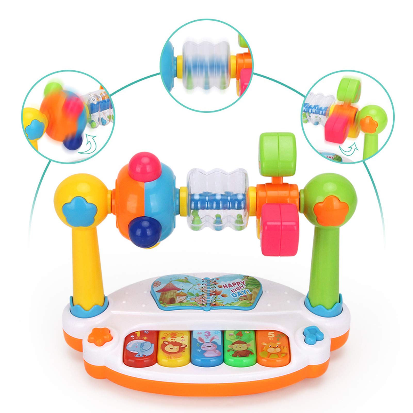 Baby Rotating Music Piano with Light Sound Educational Toy-E16