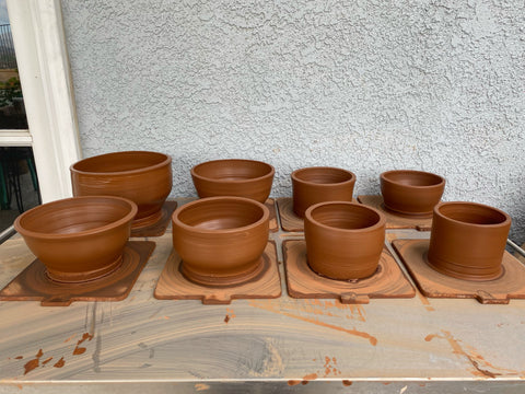 Ceramic forms that Cheer threw on the wheel for Dirtbag Ceramics.