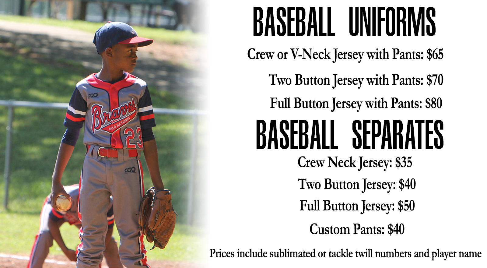 custom baseball team jerseys