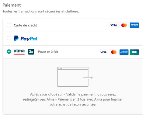 Paiement sécurisé et 3X sans frais