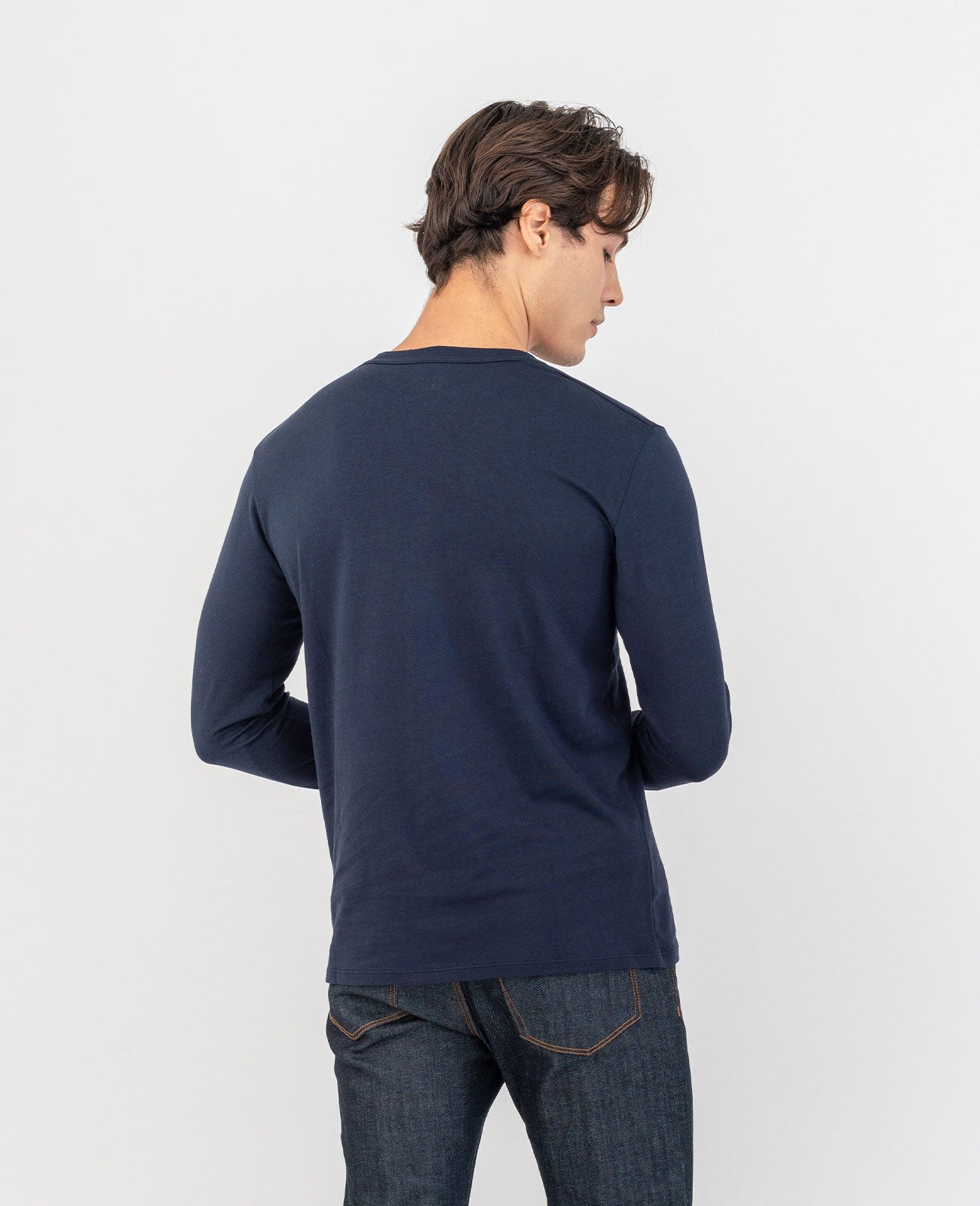 REMI RELIEF Melange Super Padded Jersey Henley Neck Pocket T-Shirt / Long  Sleeve