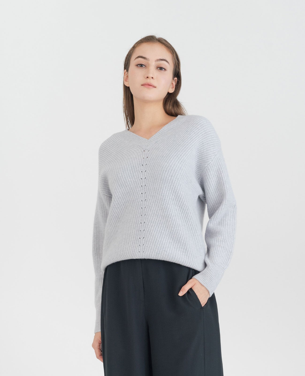 Mongolian Cashmere V-Neck Sweater