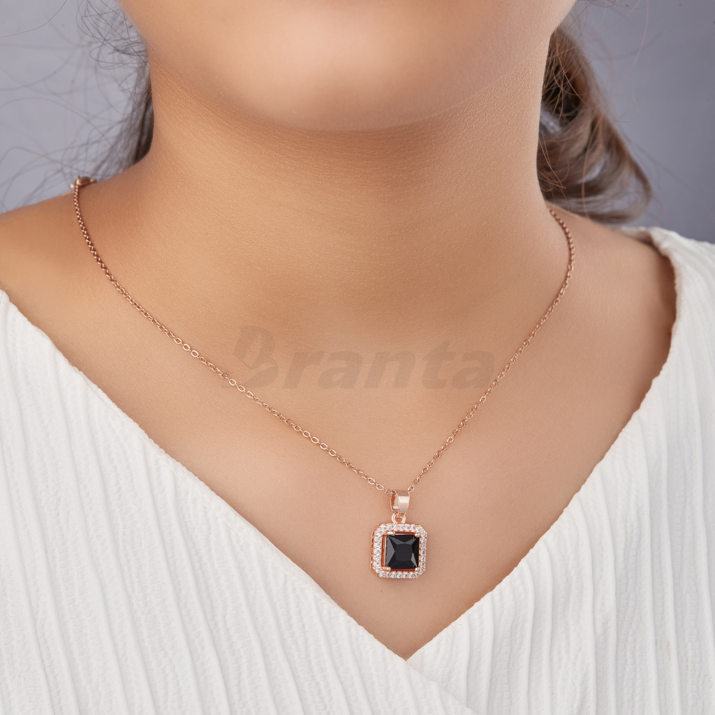Chandi Diamond Square Pendant Necklace with Halo by Bobby Schandra