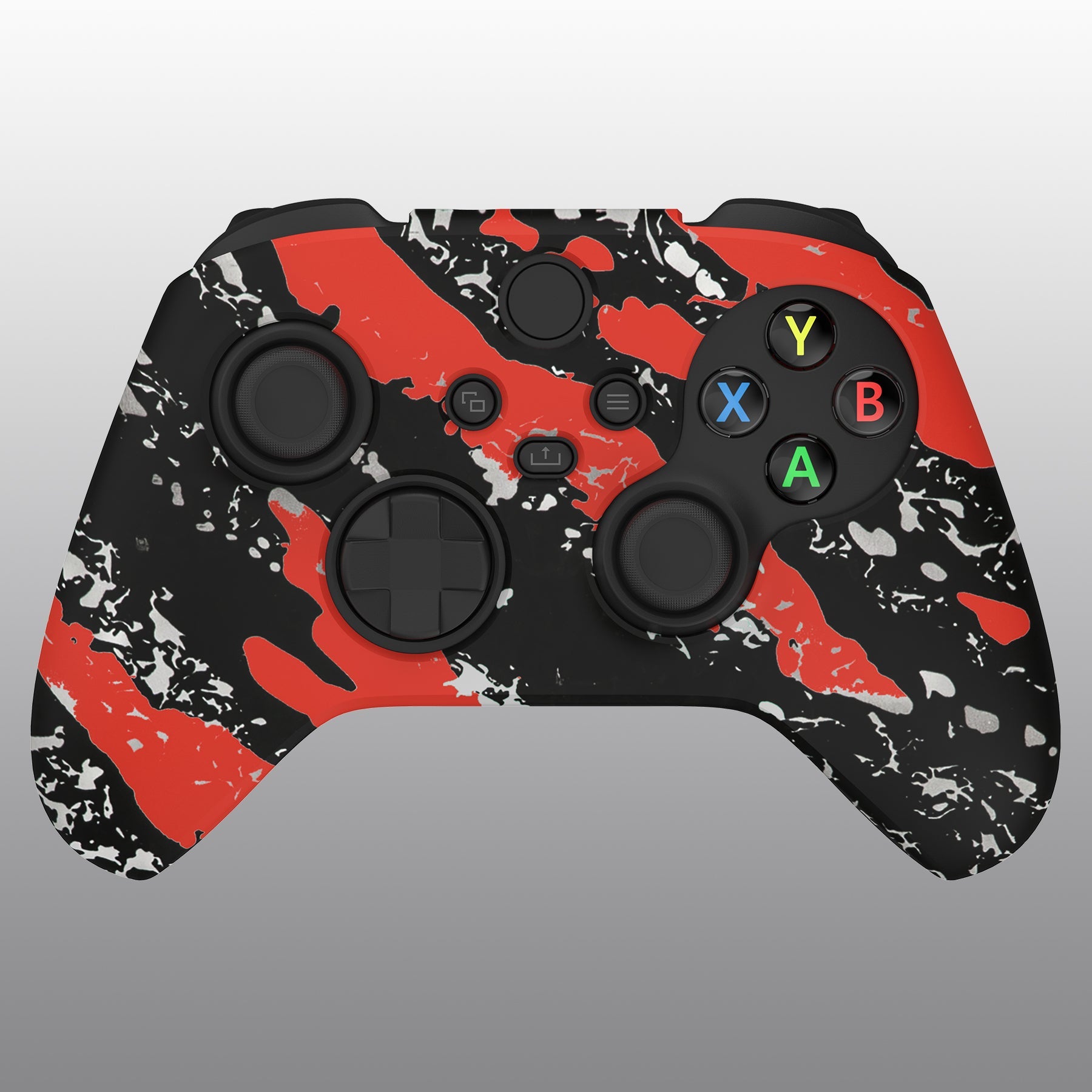 PlayVital Water Transfer Printing Red Splash Pattern Silicone Cover Skin for Xbox Series X/S Controller, Soft Rubber Case Protector for Xbox Series X/S, Xbox Core Controller wtih 6 Thumb Grip Caps - BLX3018 PlayVital