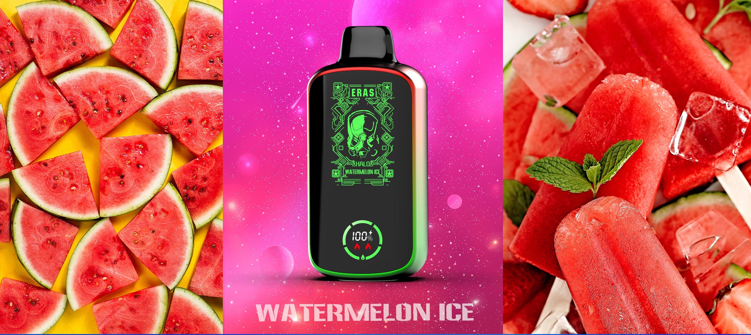 ERAS HALO DISPOSABLE VAPE STRAWBERRY WATERMELON ICE 20ML 5MG 18000 PUFFS