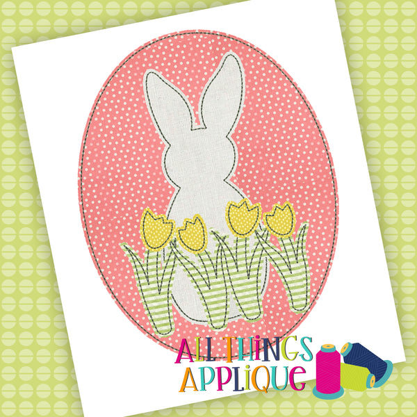 Easter Bunny Silhouette with Tulips Applique Design – allthingsapplique