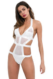 Load image into Gallery viewer, Sleeveless Deep V Neck Strappy Backless Lace Mesh Jumpsuit Bodysuit