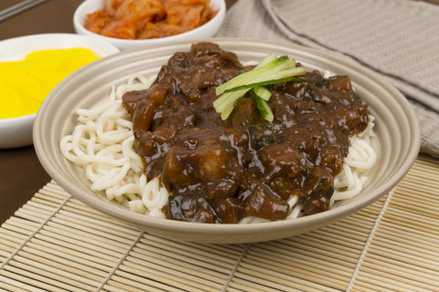 Jajangmyeon or noodles in black bean sauce