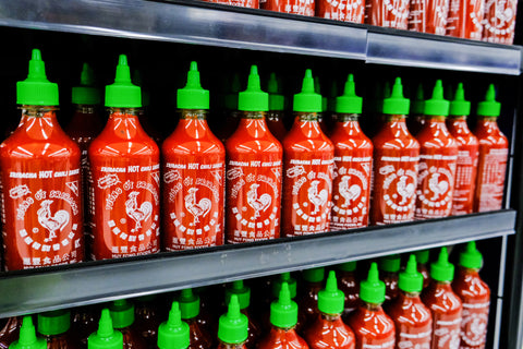 Bottles of Sriracha