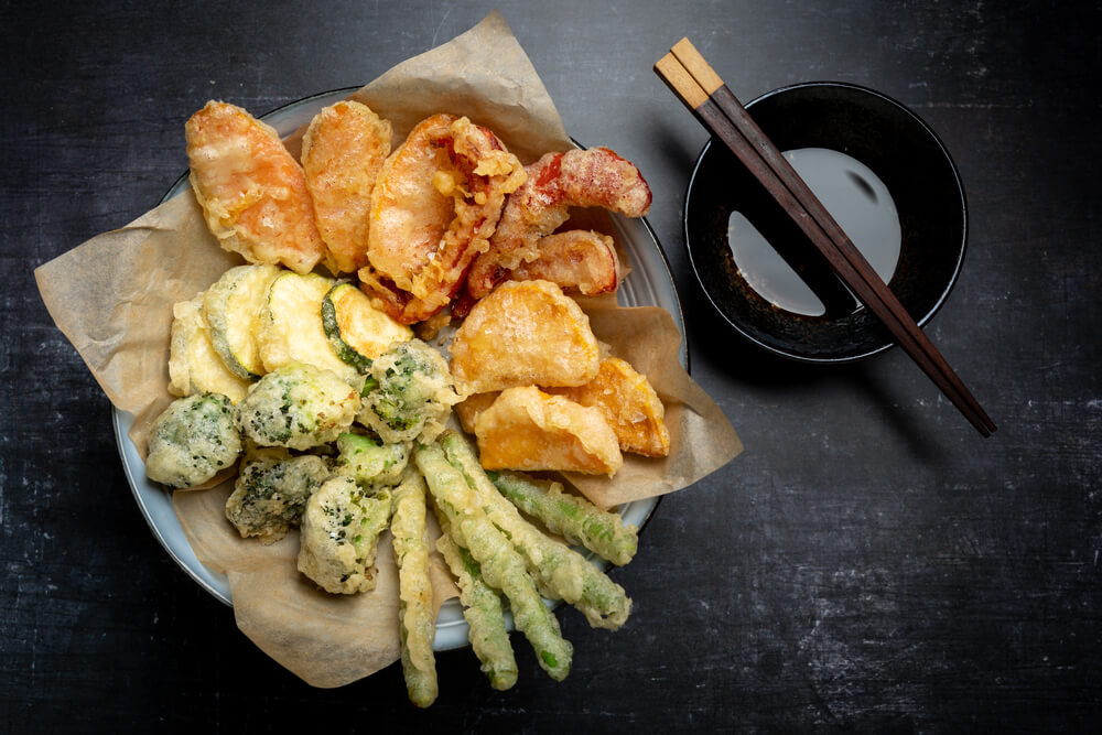 Japanese vegetable tempura basket