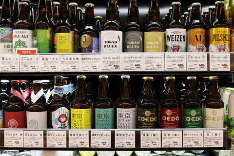 A variety of Japanese craft beers