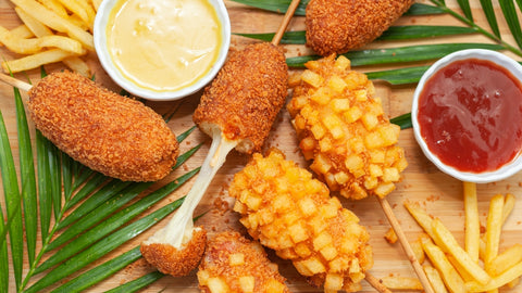 Platter of Korean corn dogs