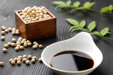 Soy sauce in a small bowl