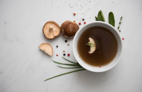 Bowl of mushroom broth