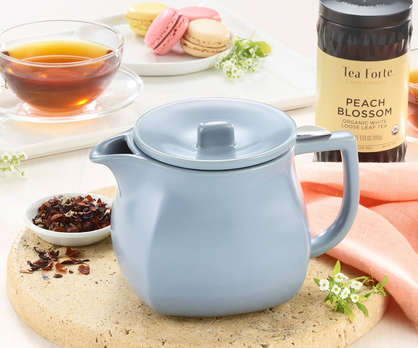 Fiore Teapot in Stone Blue width=