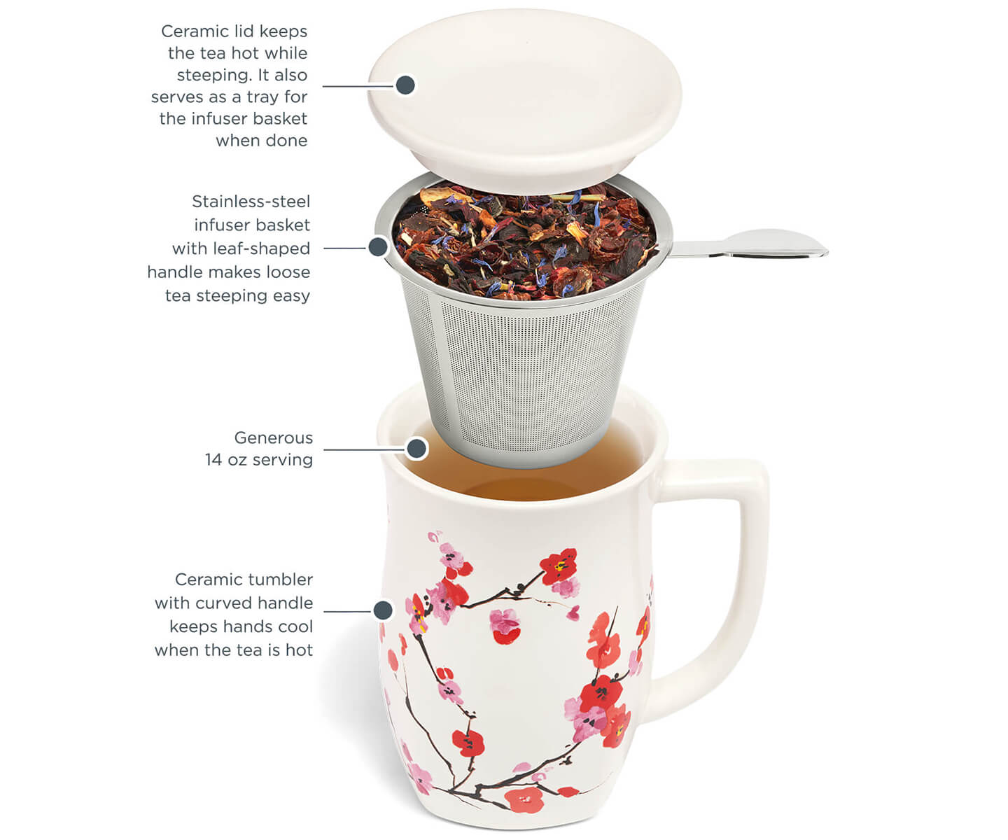 Fiore Sakura Steeping Cup diagram