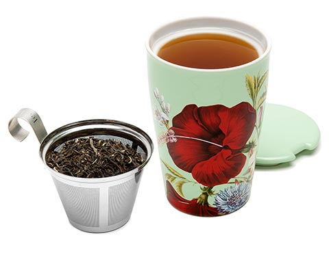 Fleur KATI Steeping Cup with lid off and infuser basket to the side