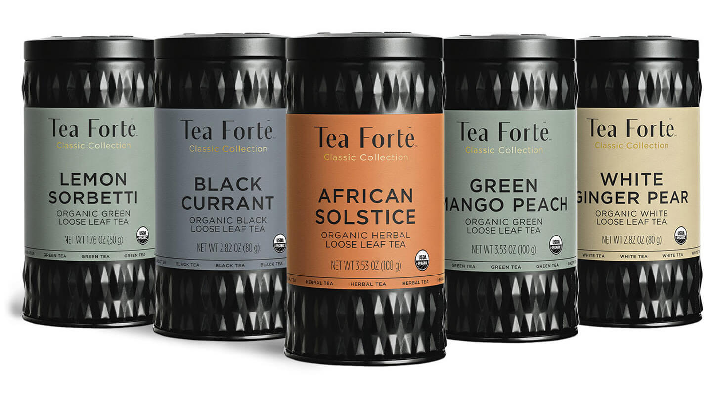 Five Loose Tea Canisters in a row