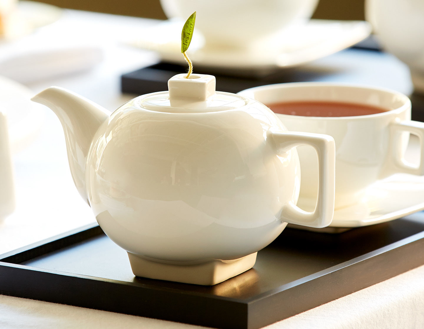 Solstice teapot on a tray