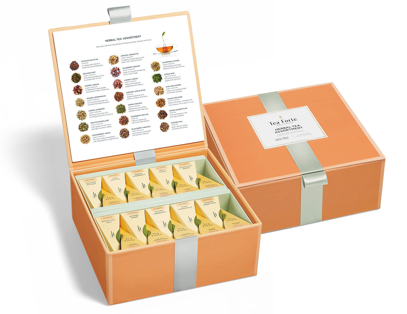Herbal Tea Chest with open and closed lid
