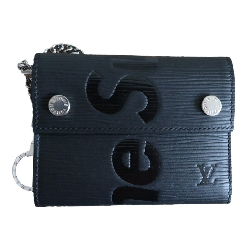 X Louis Vuitton Chain Wallet Epi Black Supreme