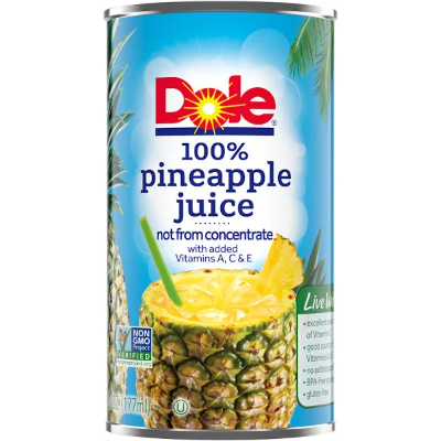 Dole 100% Pineapple Juice 6oz.