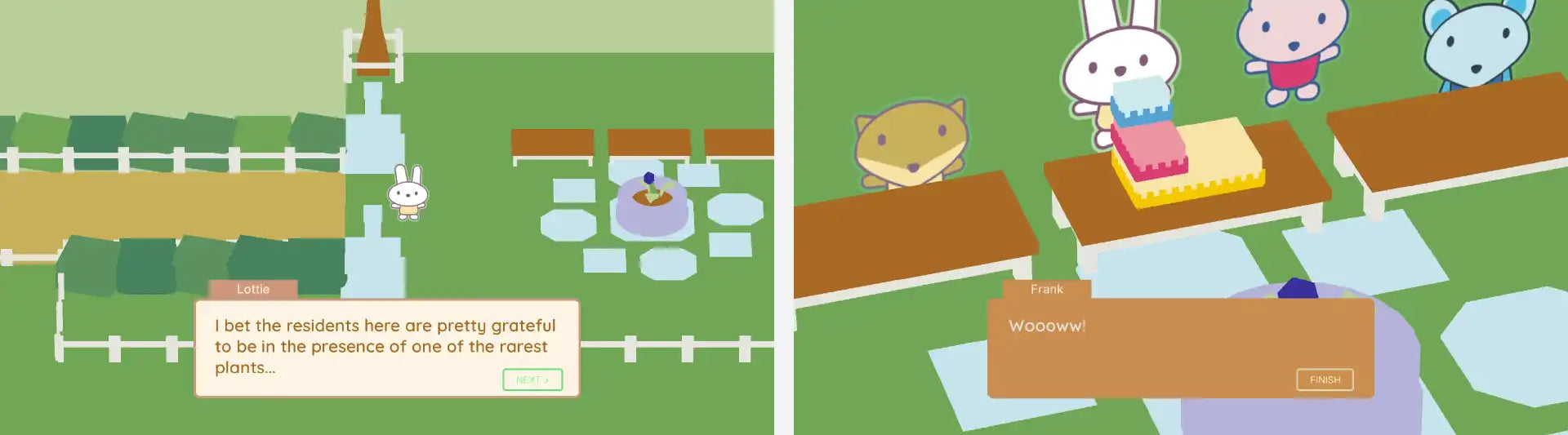 Two screensots of Hello Friend video game