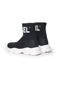 Zapatillas calcetín altas Serendipity negras con logo Diesel blanco para niños | Brave Kid