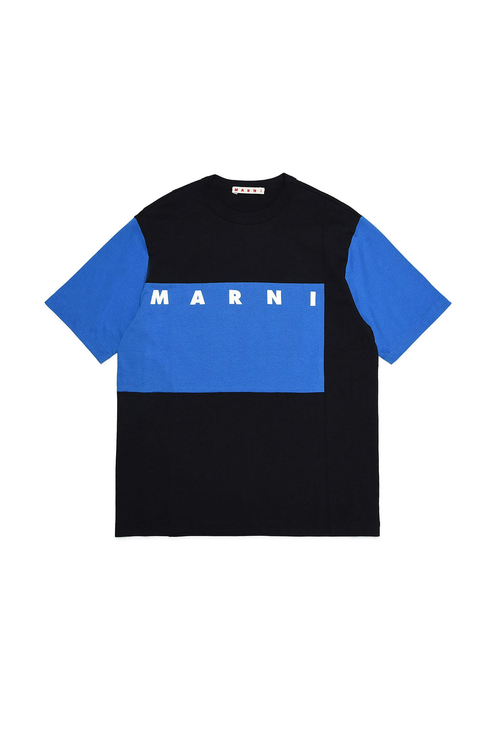 MARNI BLACK T-SHIRT WITH colourBLOCK INSERTS