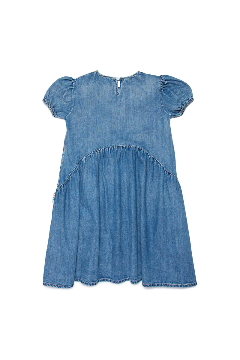 Marni washed denim dress with dirty effect and Big M logo for children ...