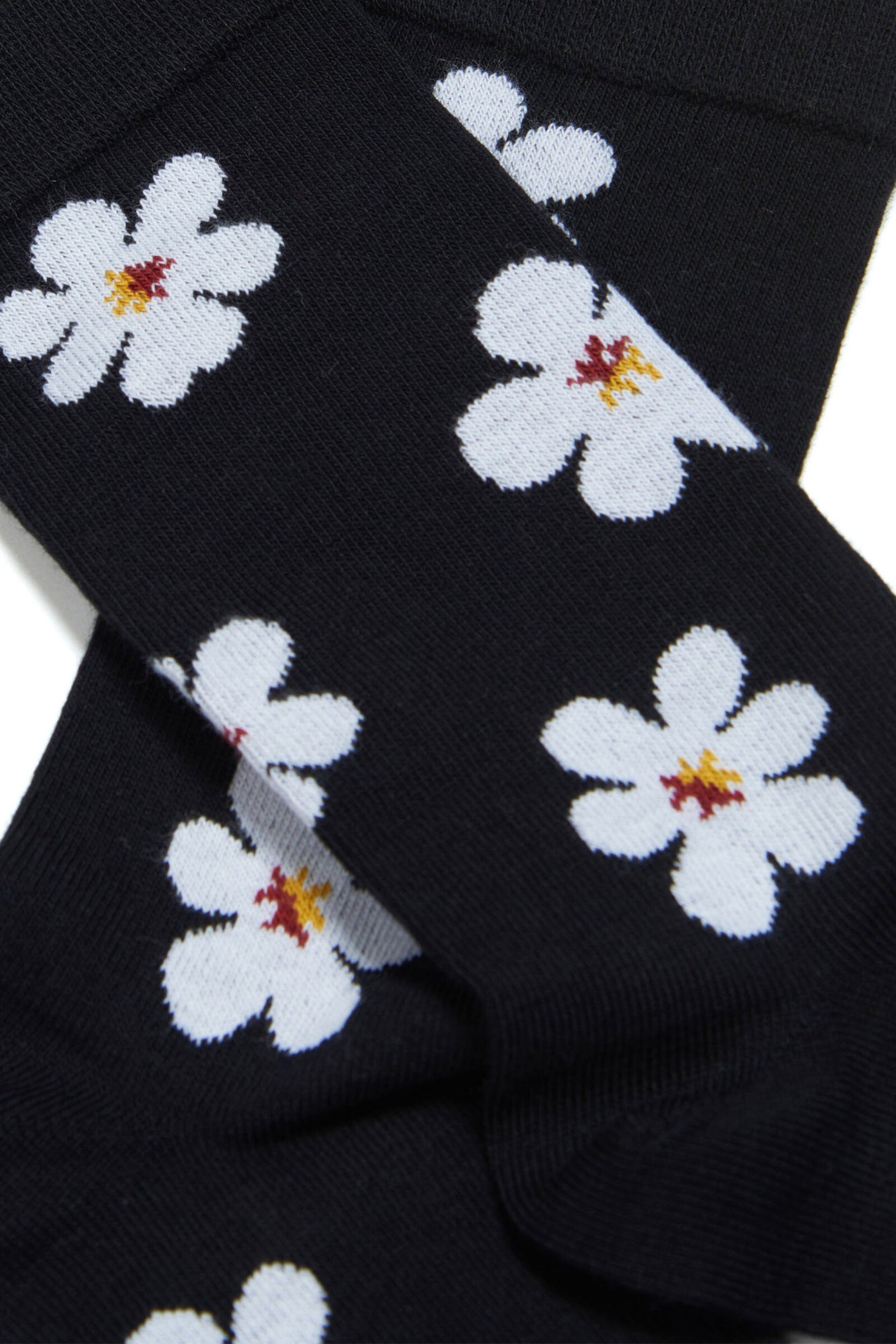 Black cotton-blend socks with jacquard daisy pattern Black cotton-blend socks with jacquard daisy pattern
