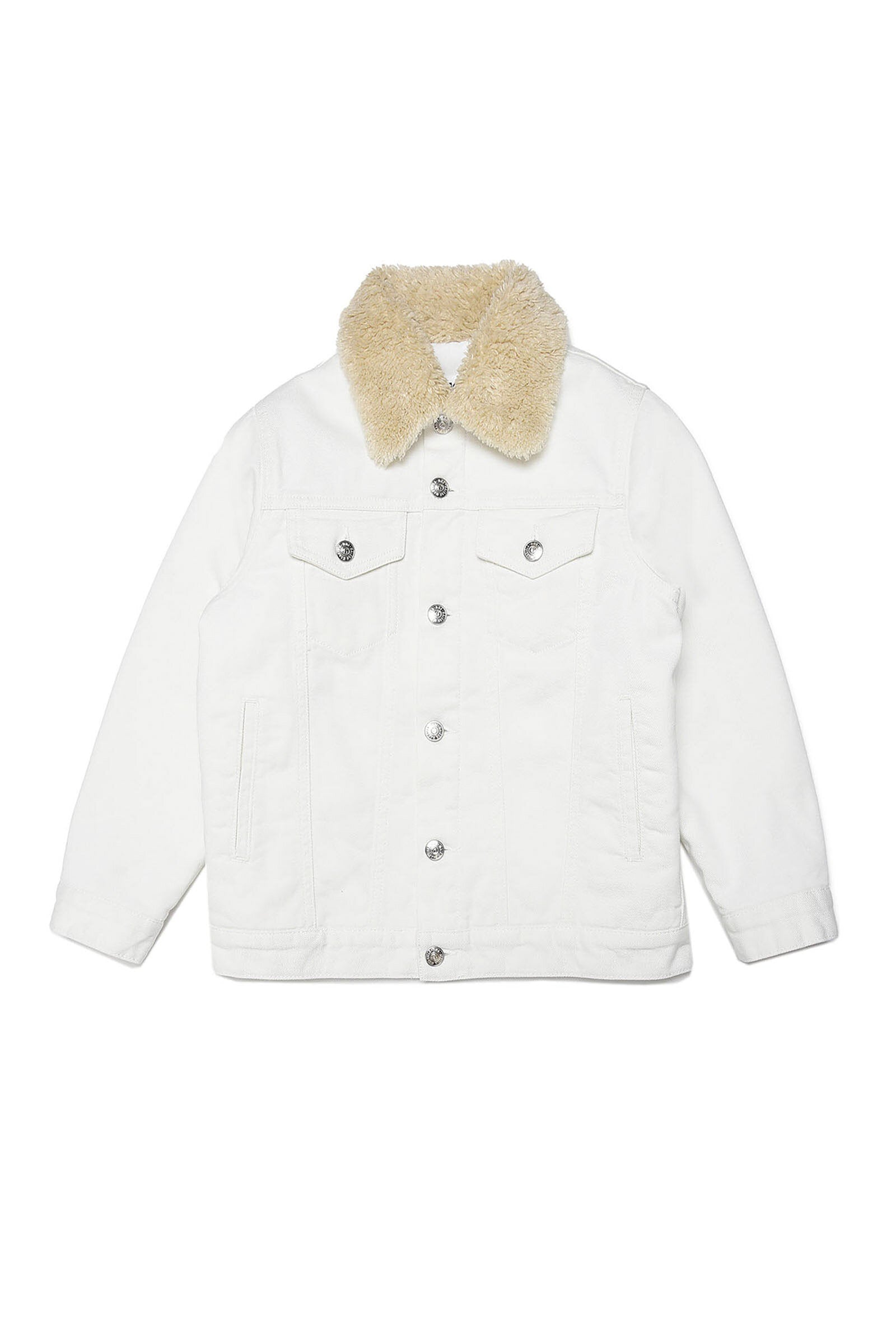 MM6 MAISON MARGIELA WHITE COTTON BULL JACKET WITH TEDDY COLLAR