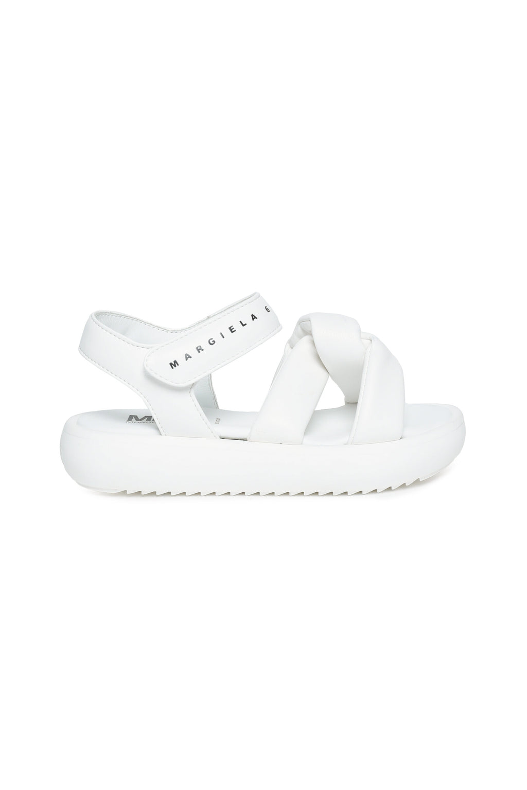 MM6 unisex white sandals with chunky sole and maxi-logo for