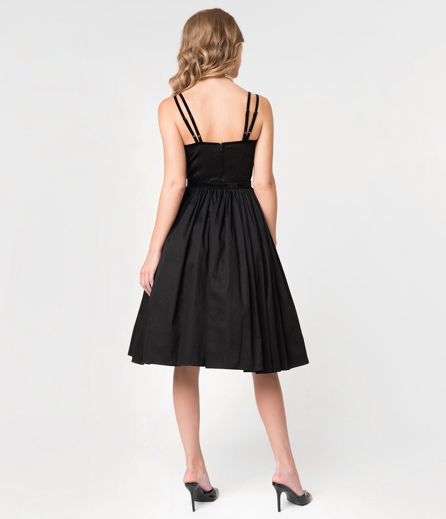 black cotton swing dress