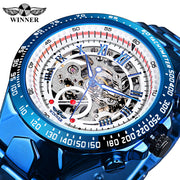 Winner Mechanical Sport Design Bezel Golden Watch Mens Watches Top Brand Luxury Montre Homme Clock Men Automatic Skeleton Watch sim-sim-shop