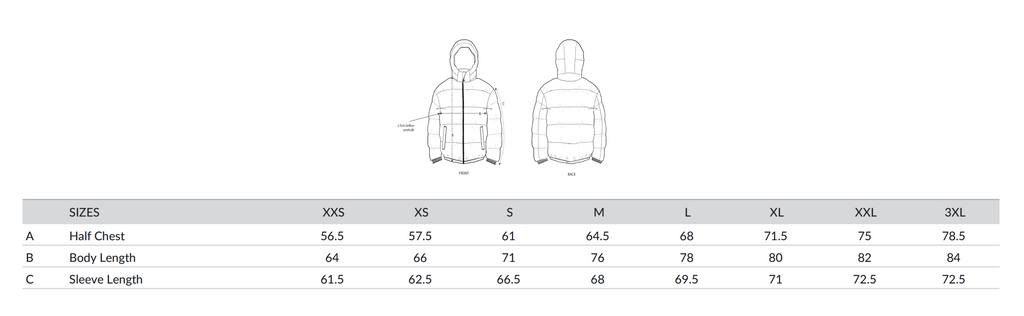 Puffer Jacket Size Guide