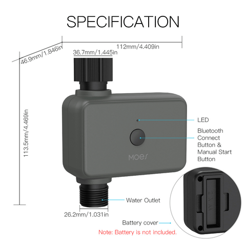 Smart Irrigation Control Moes Bluetooth Garden Watering Timer Automatic Valve - Dimensionists