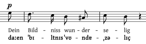Beispiel von Primaer- und Sekundaerbetonung in R. Schumanns Intermezzo (aus op. 39)