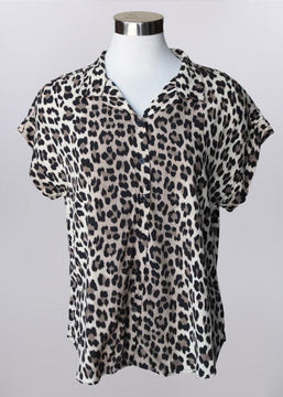 Leopard Print Cuff Sleeve Top