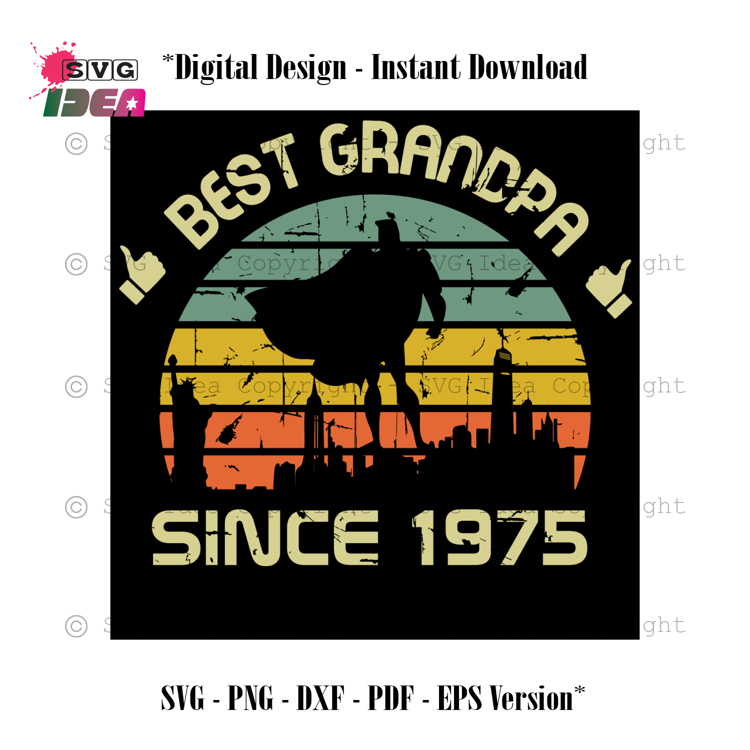 Download Best Grandpa Since 1975 Vintage Sunset Papa Birthday Shirt Svg File D Svg Ideas