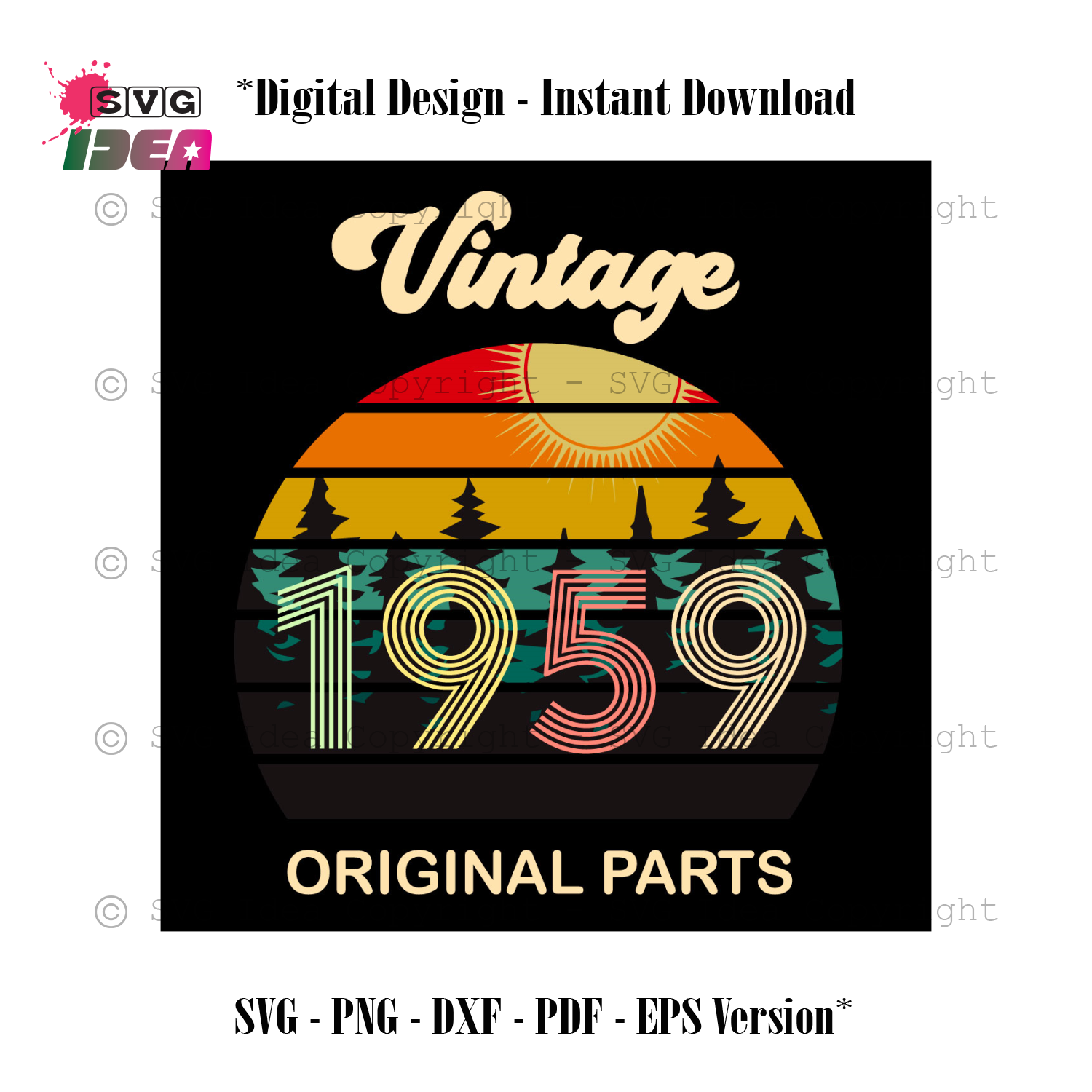 Download Vintage 1959 Svg Original Parts Graphic, Birthday Shirt ...