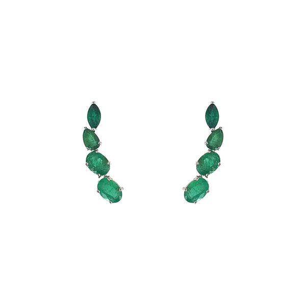 Bloom Reform Ear Sliders in Zambian emeralds and white gold