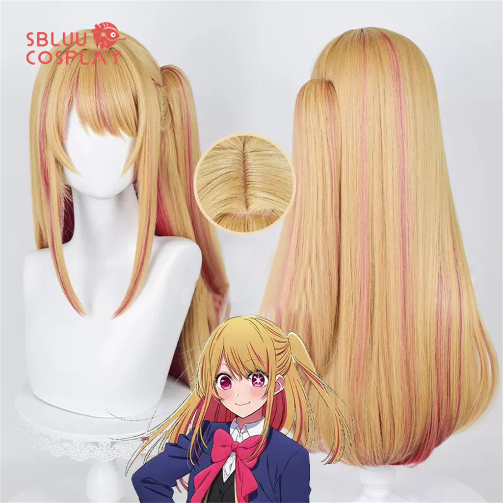 Yellow and Pink mixed Straight Short Wig for Aquamarine Hoshino Cosplay  From Anime Oshi no Ko Synthetic Heat-Resistant Hair