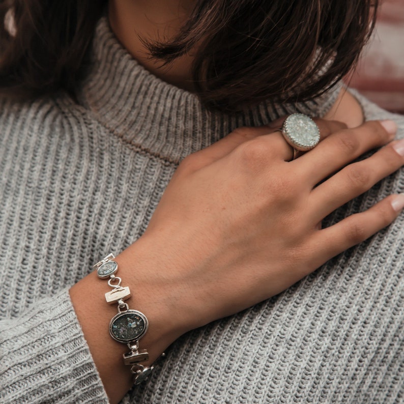 Billede af Armbånd med romersk glas og guldbelagte rammer